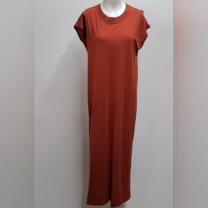 Free People All Day Long Midi T-Shirt Dress In Rust Orange Women's Large